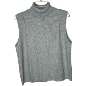 Zara Gray Ribbed Knit Sleeveless Turtleneck Sweater. Size Large.